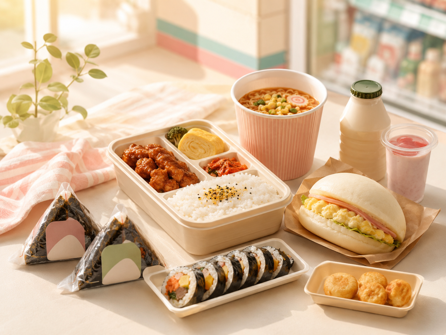 Convenience store food for families illustration