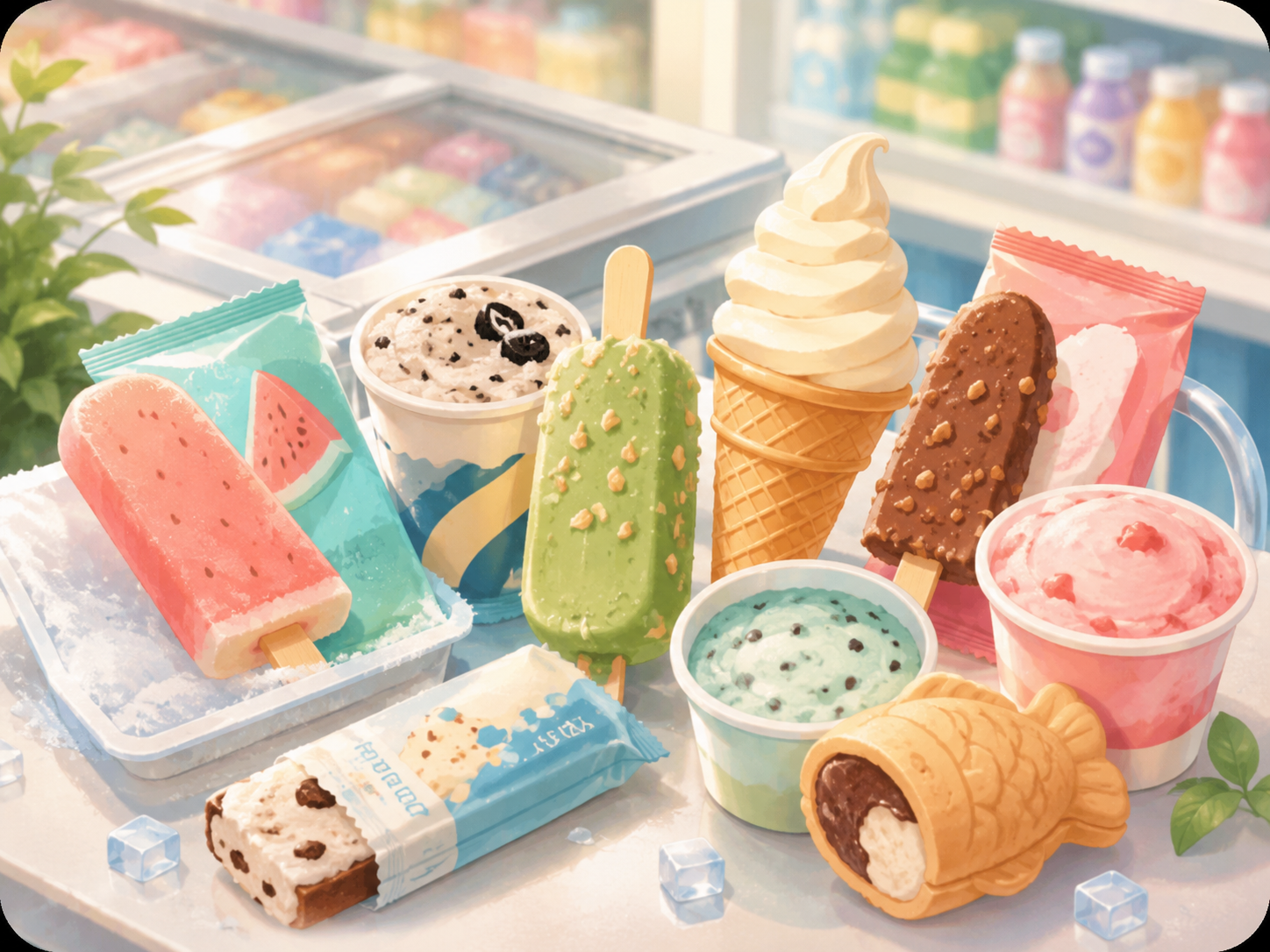 Korean convenience store ice cream illustration