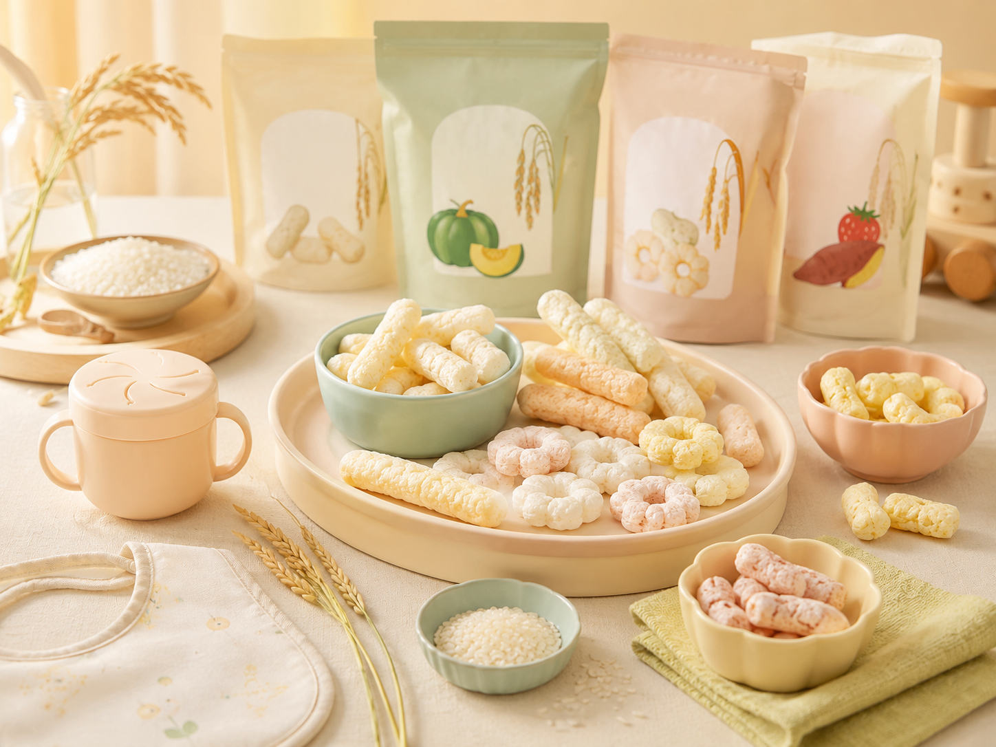 Korean rice puffs for babies illustration