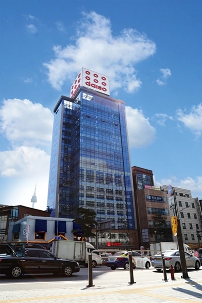 Official exterior of Daiso Myeongdong Station branch in Seoul