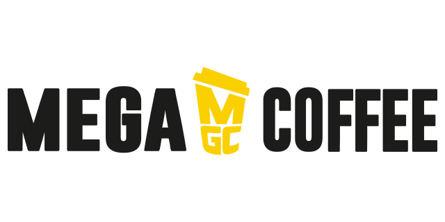 Mega MGC Coffee logo in yellow and black
